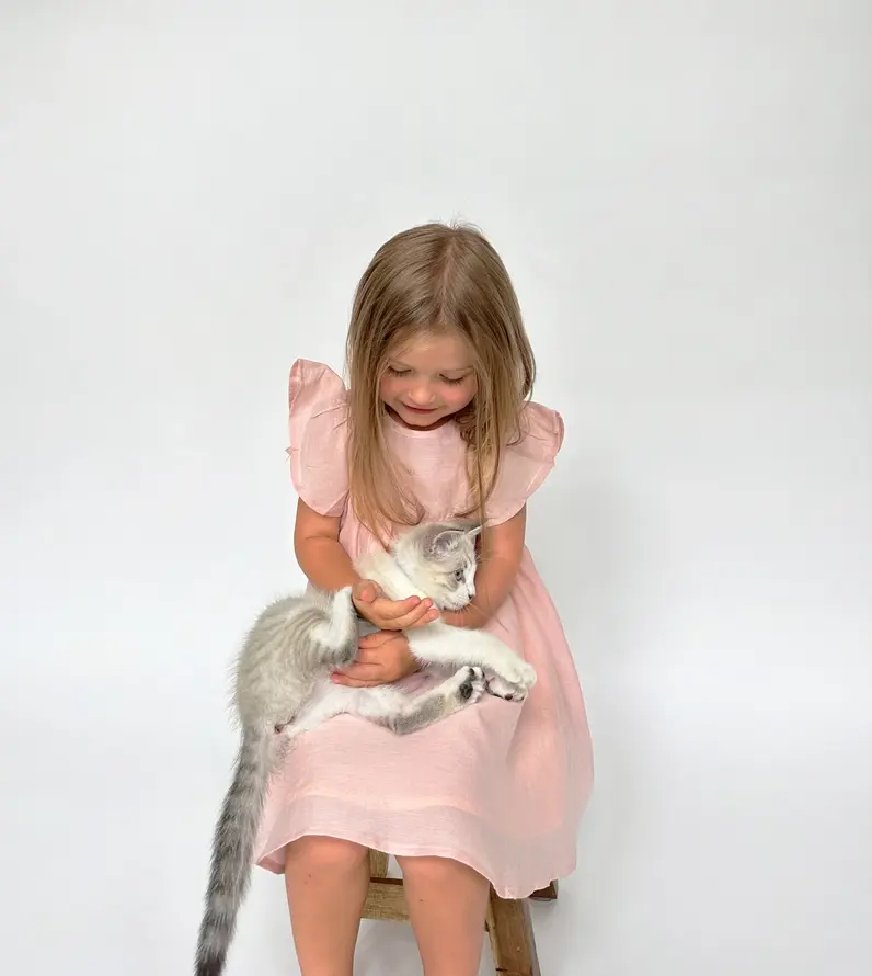 Thumbnail: Flutter Sleeve Whimsical Petal Pink Easter Dress  6-12 M to 7-8