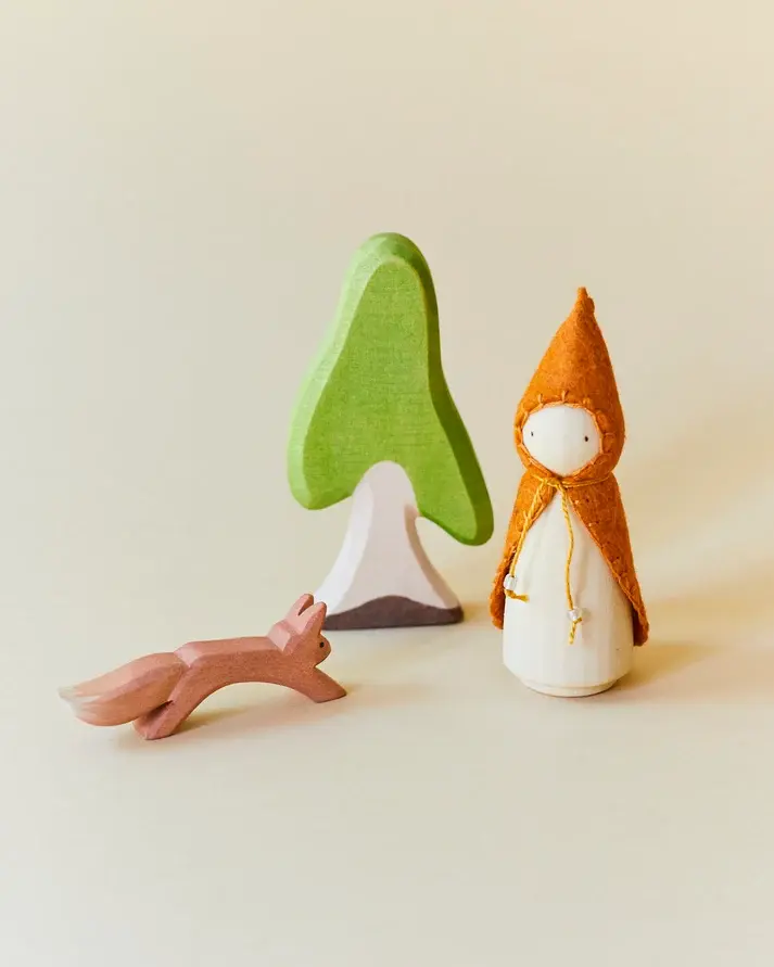 Миниатюра: Orange Wooden Gnome from Wonderheart  (4" Tall)