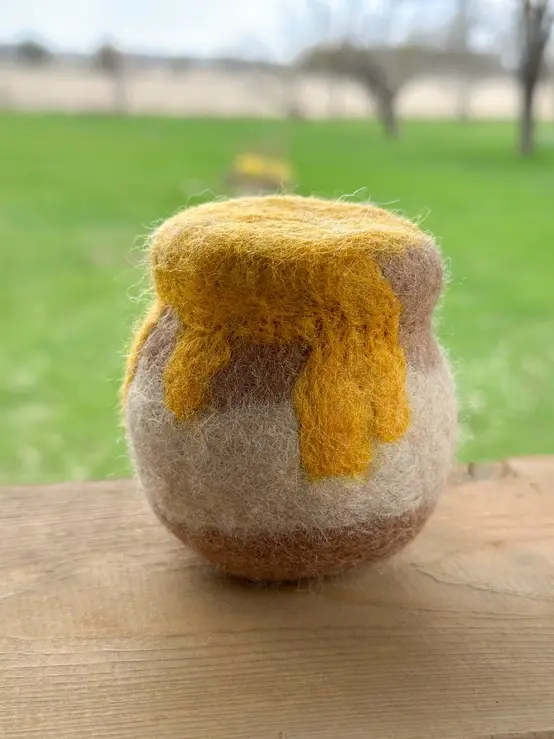 One Handmade Felt Honey Pot