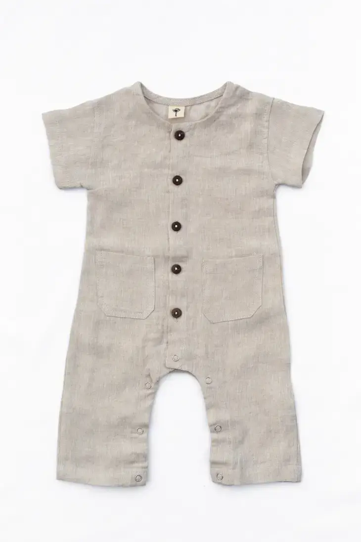 Soft Linen Romper Jumpsuit  Oatmeal