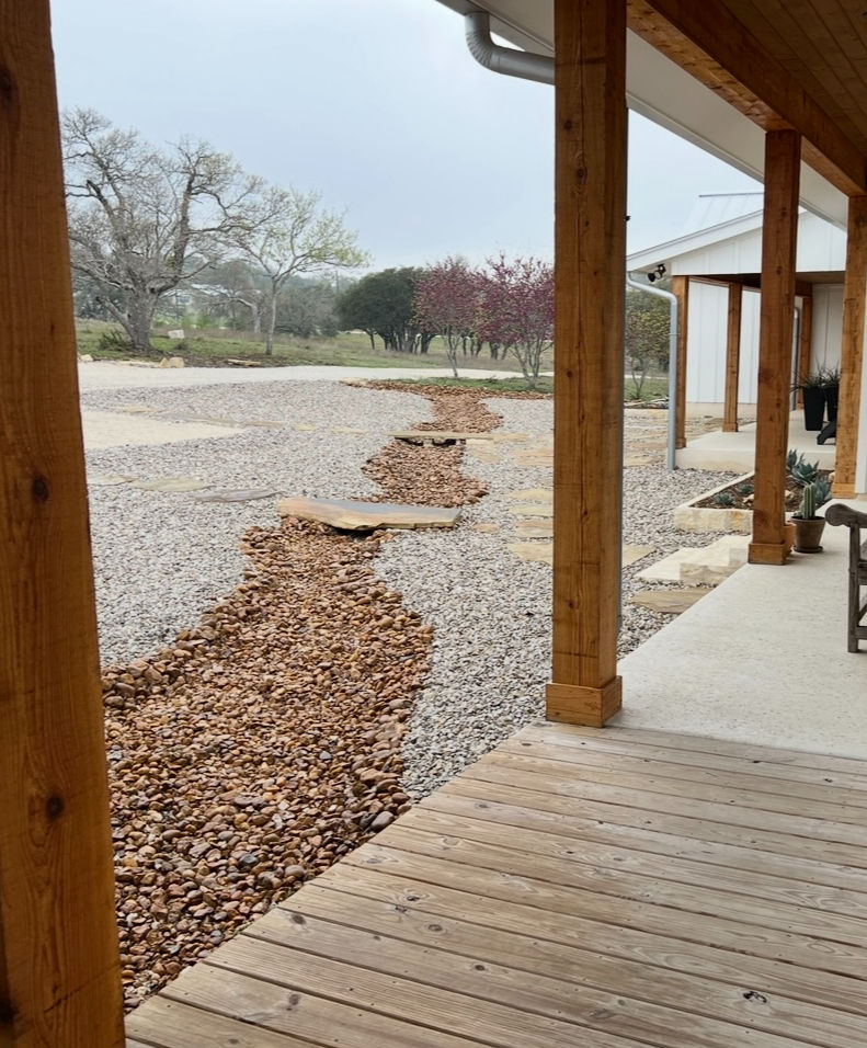 Dry Creek Bed Landscape with River Rock