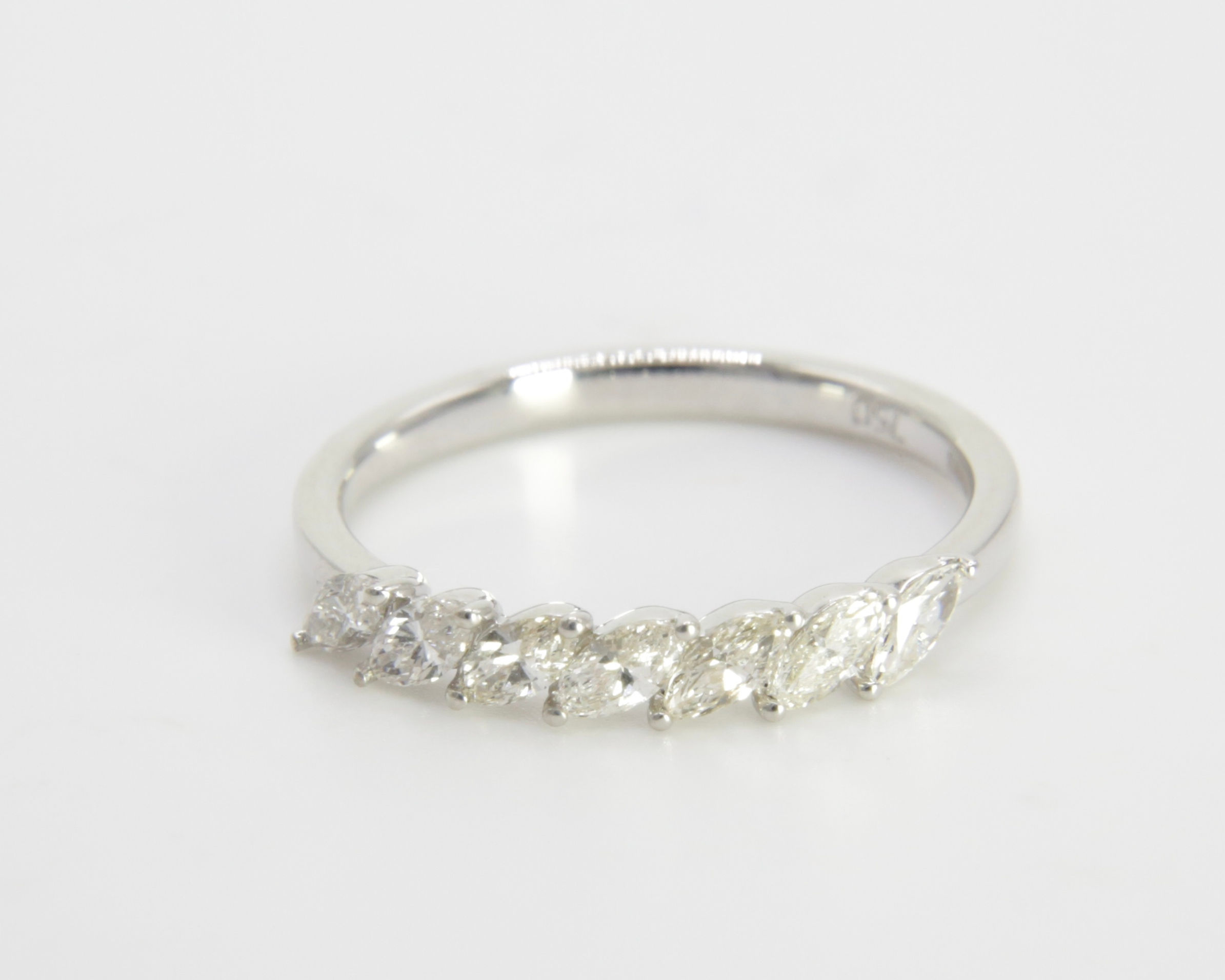 0.56ct DIAMOND MARQUISE CUT HALF ETERNITY WHITE GOLD RING