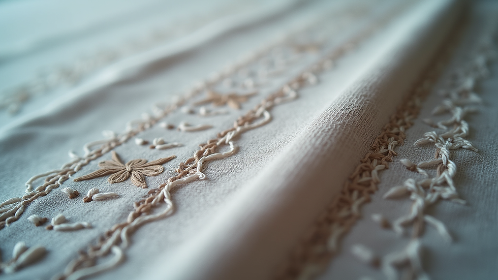 Close-up view of a textile sample showcasing intricate stitch patterns