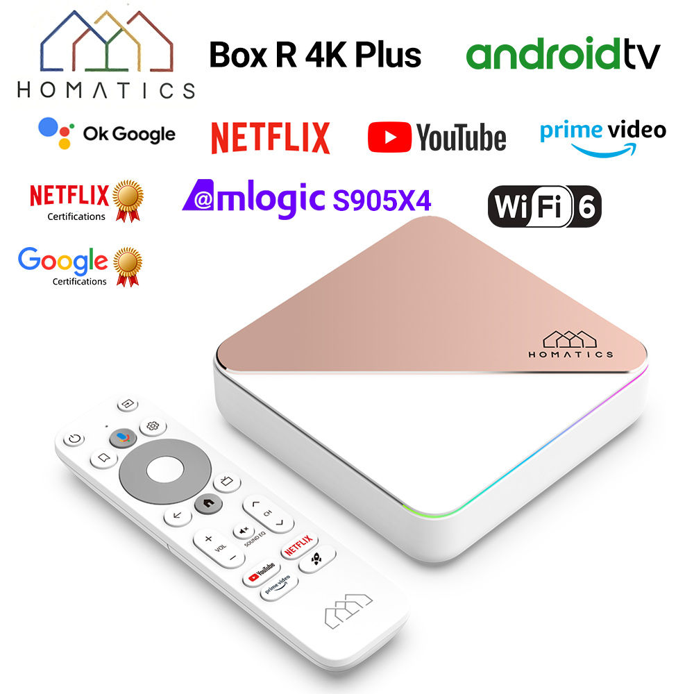 HOMATICS Box R 4K Plus TV Box AndroidTV 14 Netflix Google Certified Amlogic S905