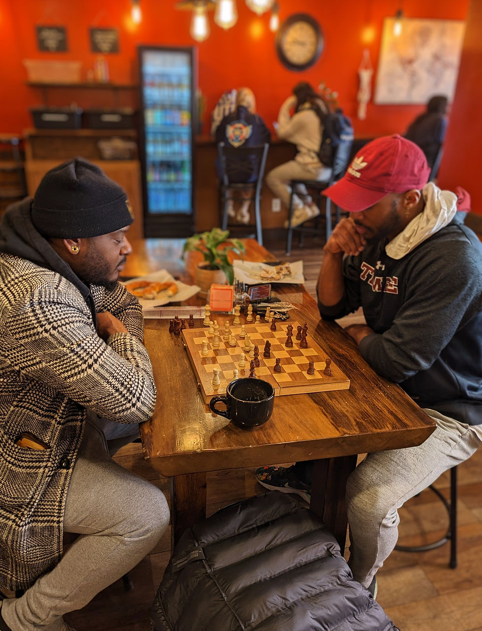Customers having health conversation at sowers harvest cafe