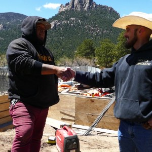 Meeting with the sub contractor in the mountains near Wellington Lake, Colorado