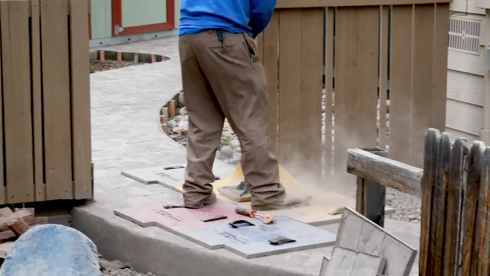 Stamping in design for stamped concrete walkway in Thornton, Colorado