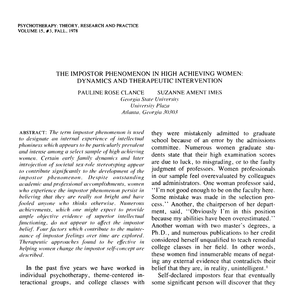 The Imposter Phenomenon •