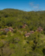 Aerial view of bungalows in the middle of the Atlantic Forest at Hotel Fazenda Morros Verdes Ecolodge in Ibiúna SP