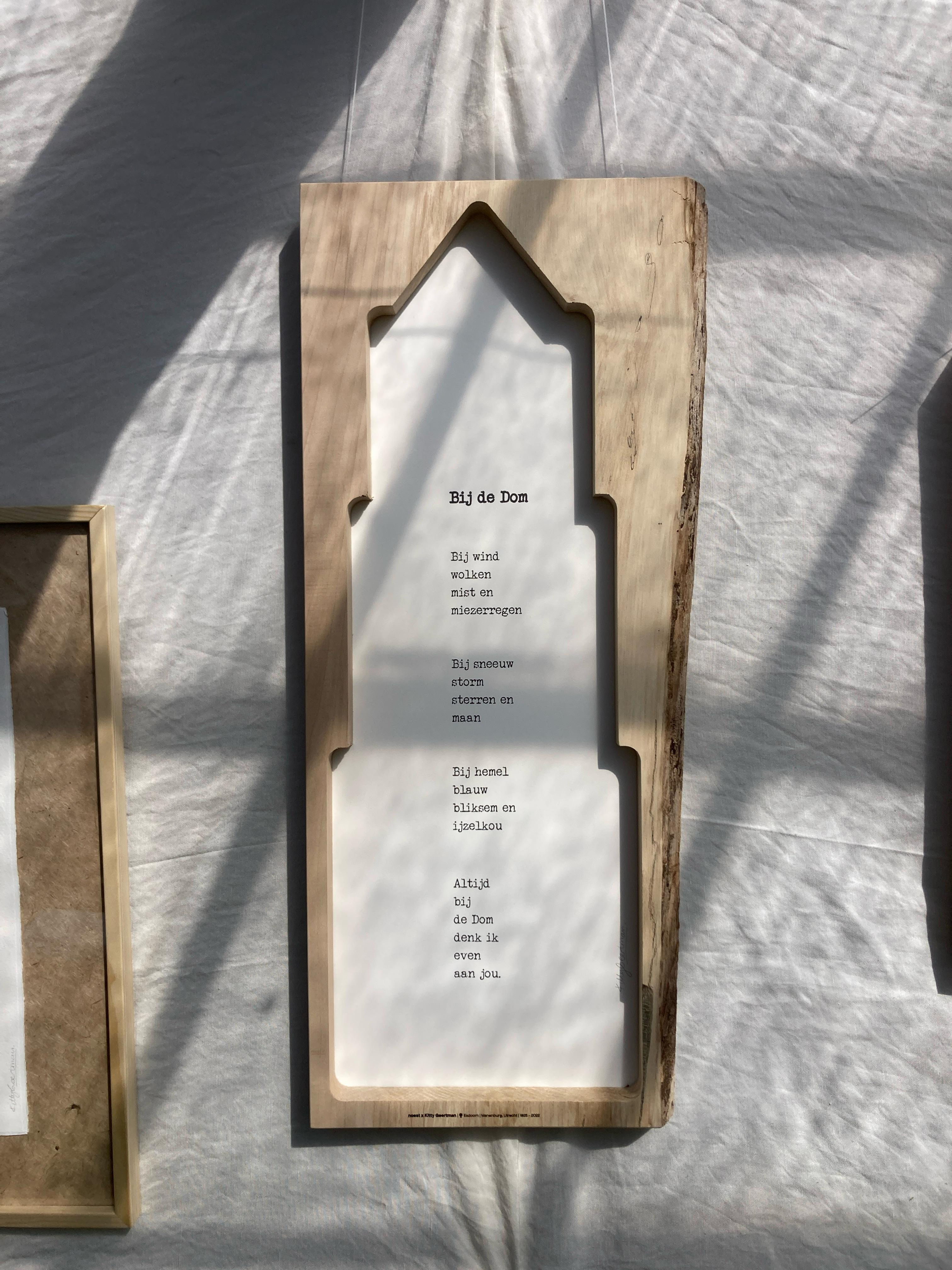duurzaam cadeau Utrecht houten lijst Domtoren met gedicht