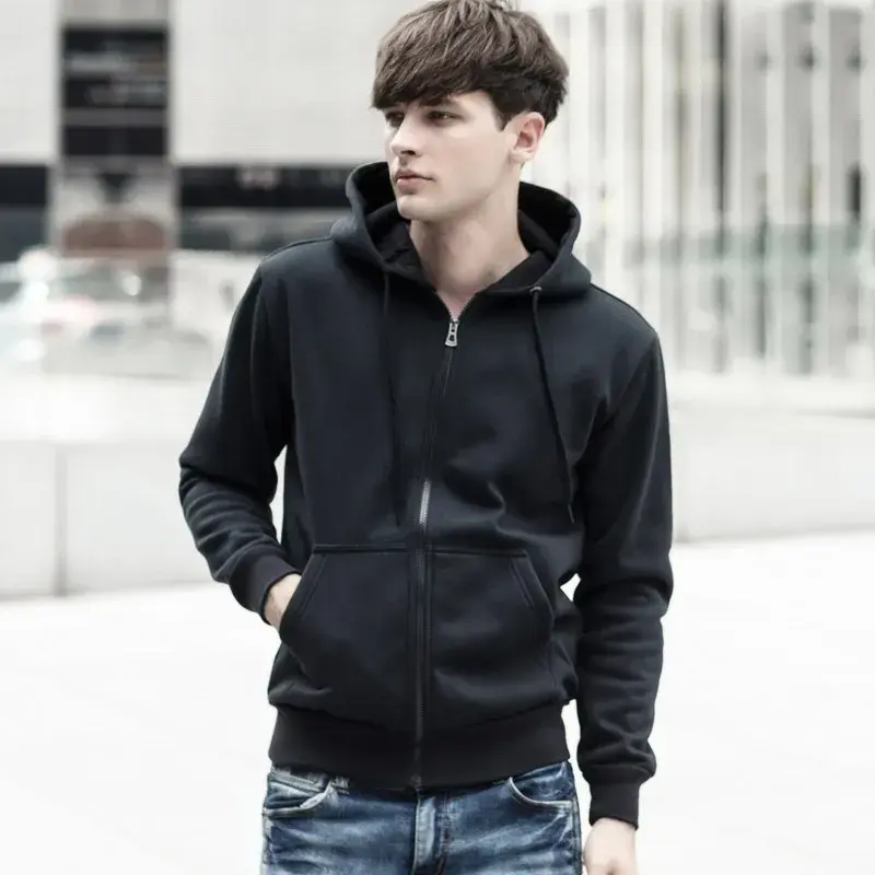 Thumbnail: Brand Men's Hoodie With Hood Sweatshirts Jackets Men Fleece Streetwear Warm
