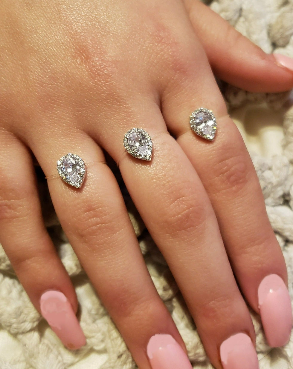 Thumbnail: Sterling Silver Floating Pear Shaped  Ring