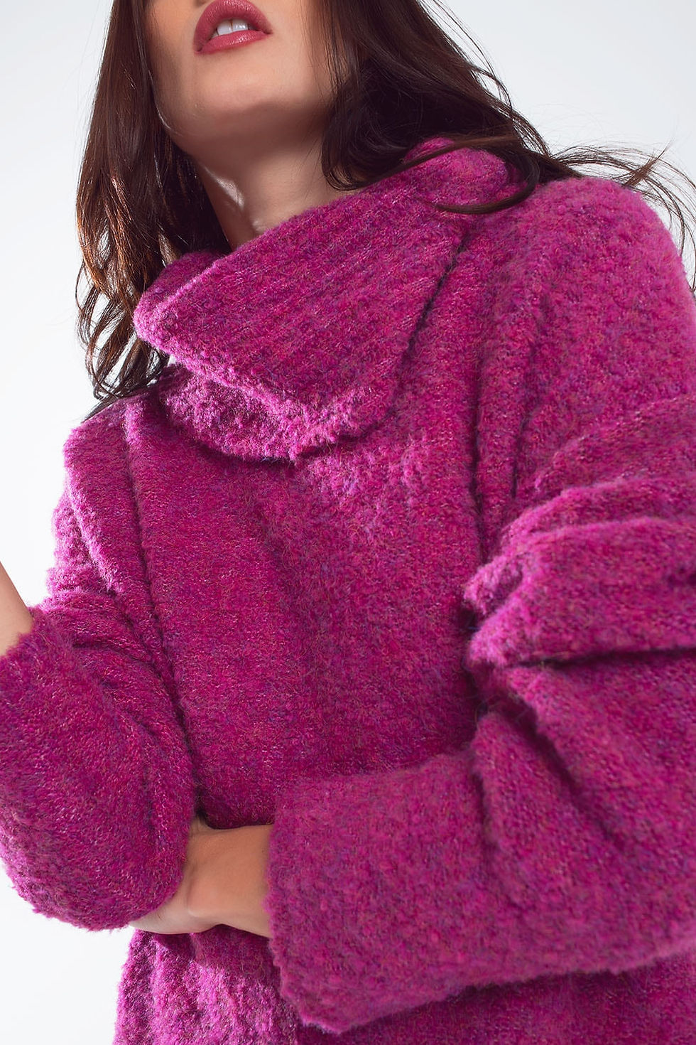 Thumbnail: Wide Sweater With Bardot Neck in Magenta