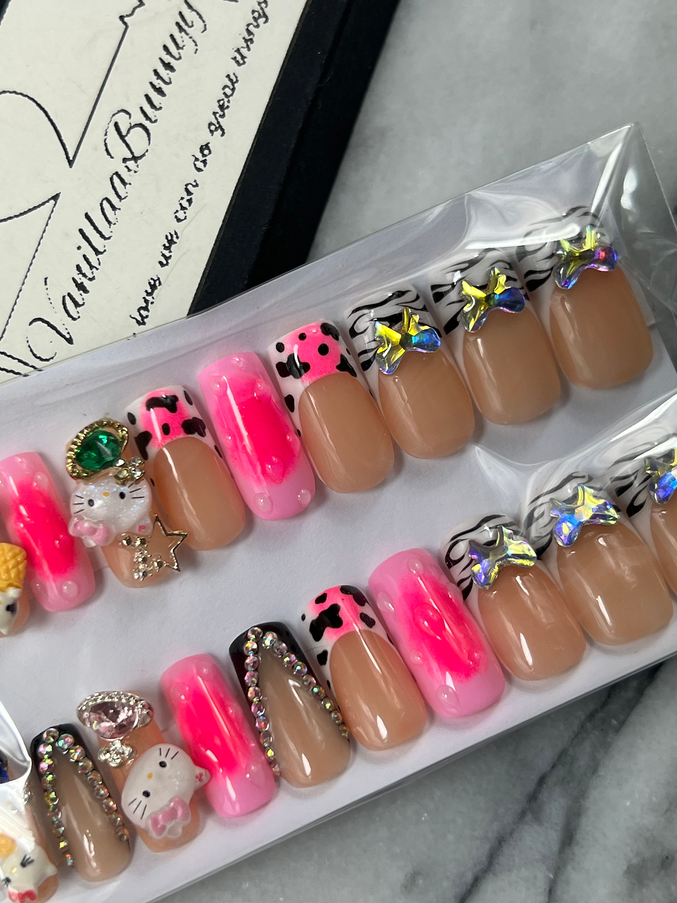Thumbnail: French Tip zebra pink French tip | 2 for $30  | 10-18 Business Days 