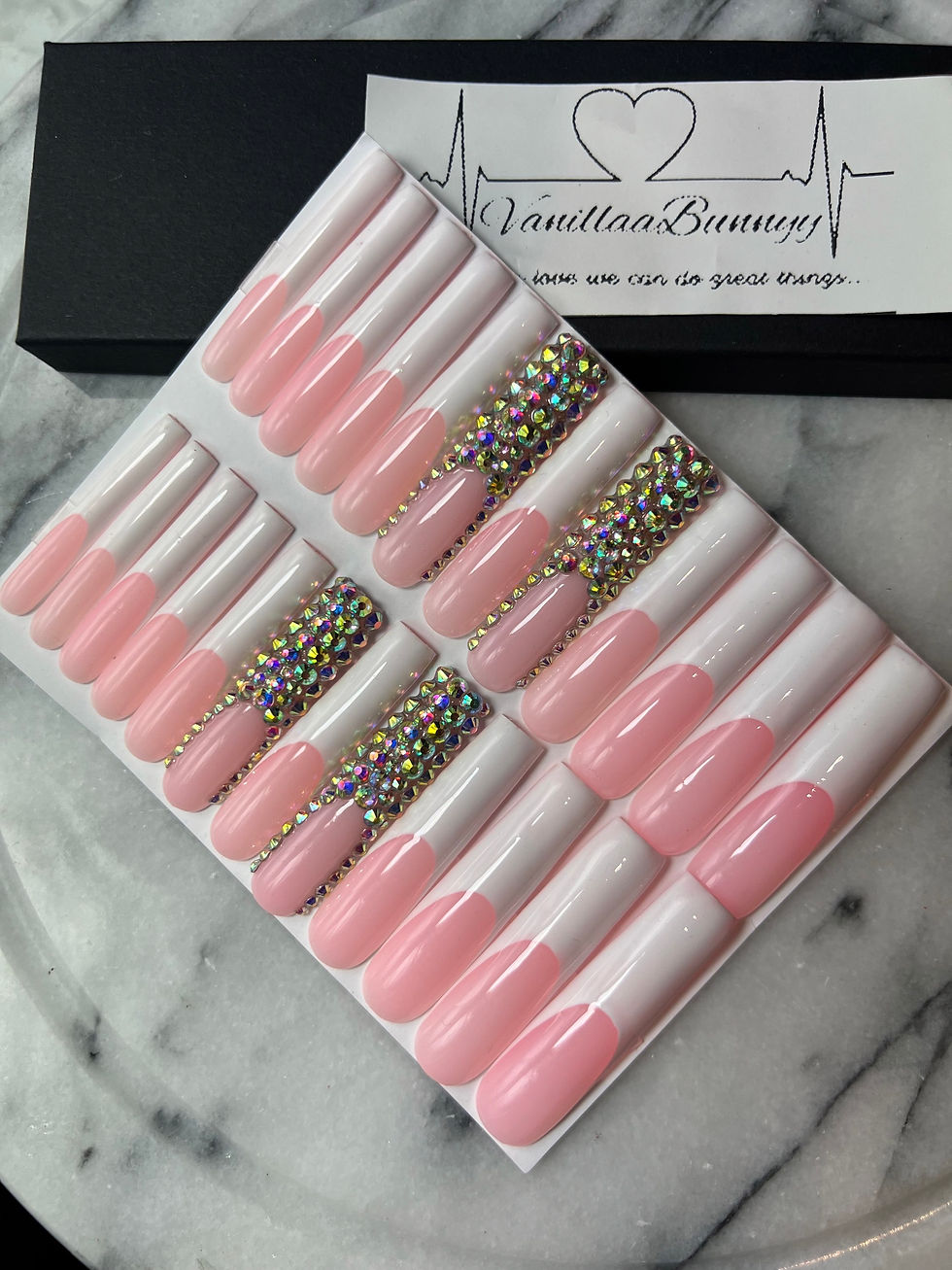 Thumbnail: Refined Beauty French tip w/ Bling | Ready To Ship