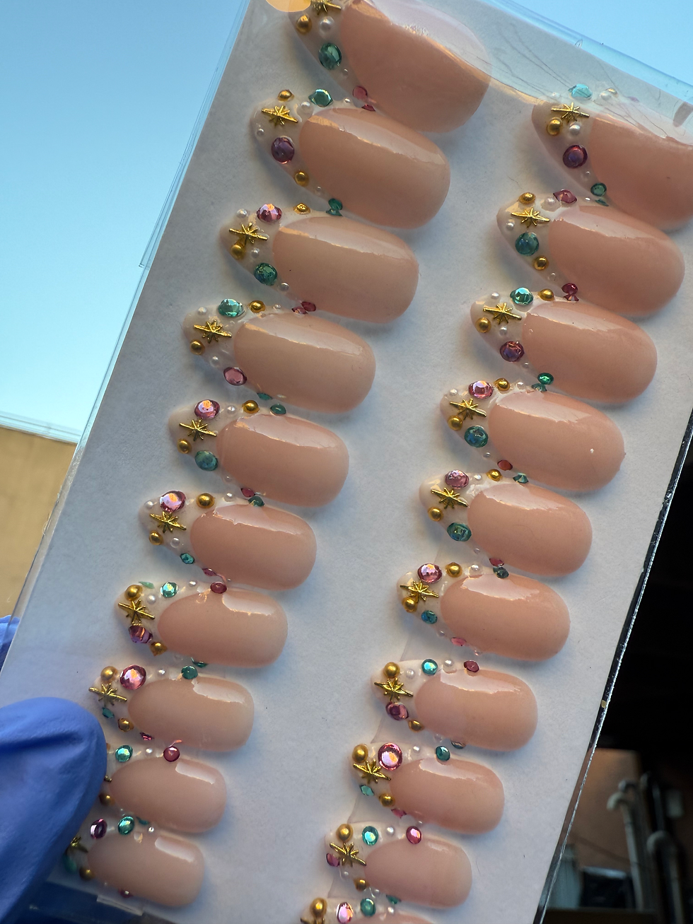 Almond french tip w/ bling | Ready To Ship