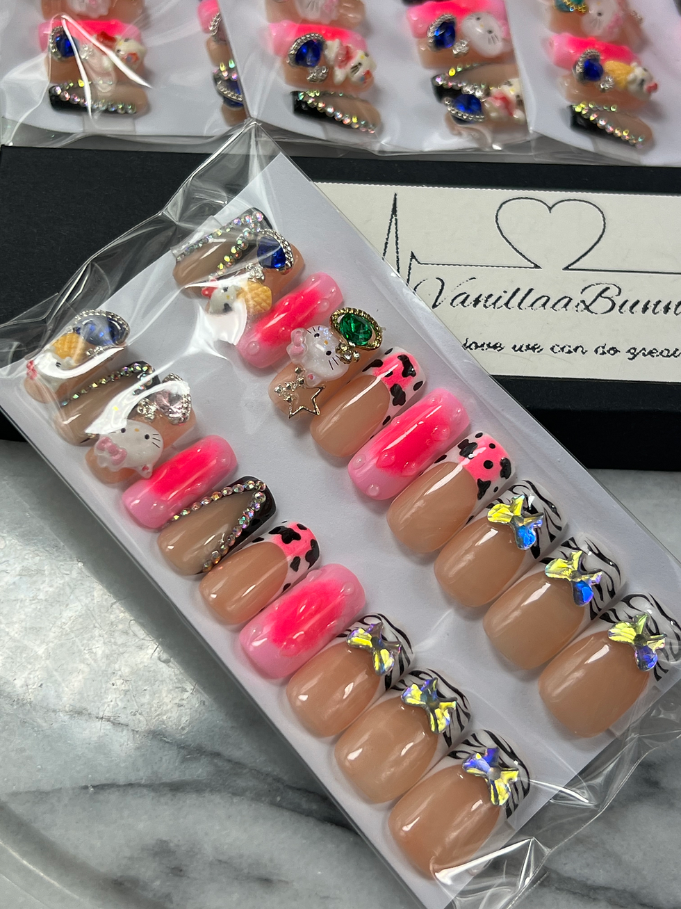 Thumbnail: French Tip zebra pink French tip | 2 for $30  | 10-18 Business Days 