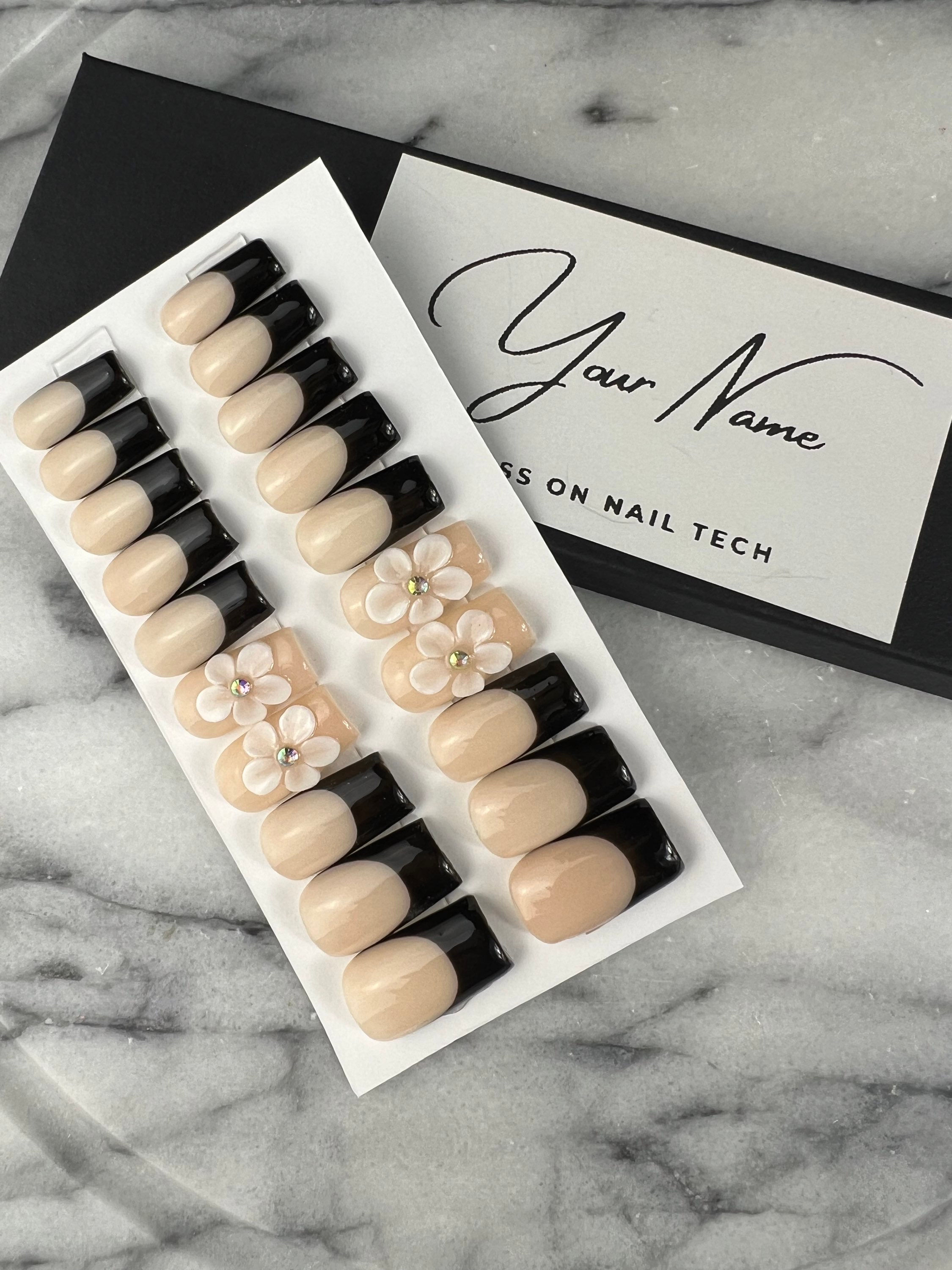 French w/ acrylic flowers | 2 for $30  | 10-18 Business Days 