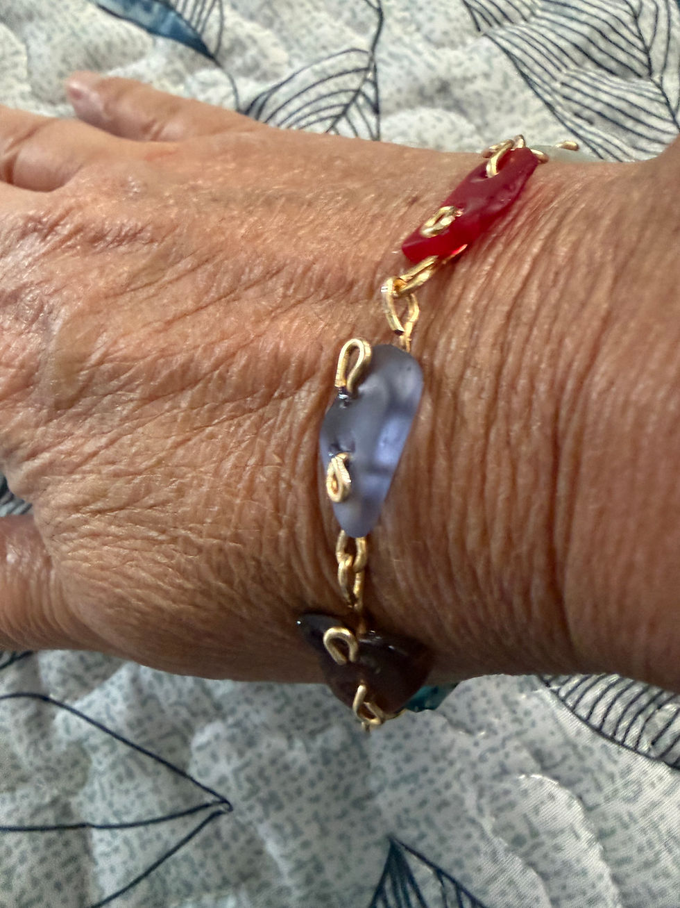 Thumbnail: Caribbean Mosaic Sea Glass Bracelet | Multicolor Beach Glass Jewelry