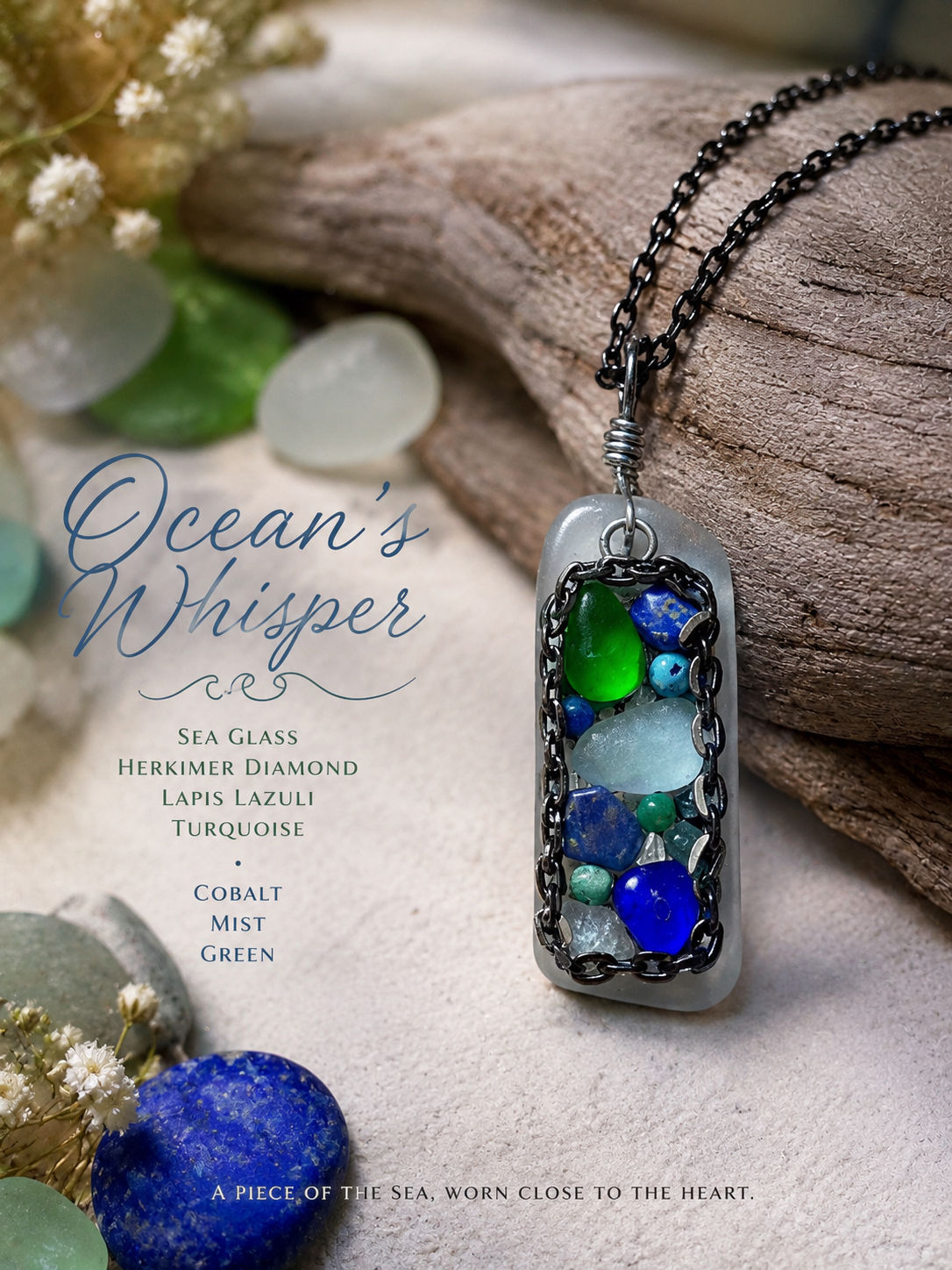Ocean’s Whisper Sea Glass Pendant