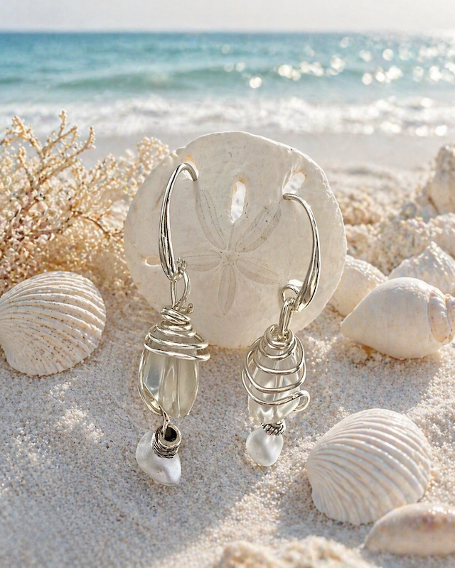 Ocean Whisper Sea Glass Earrings β Handcrafted Coastal Jewelry