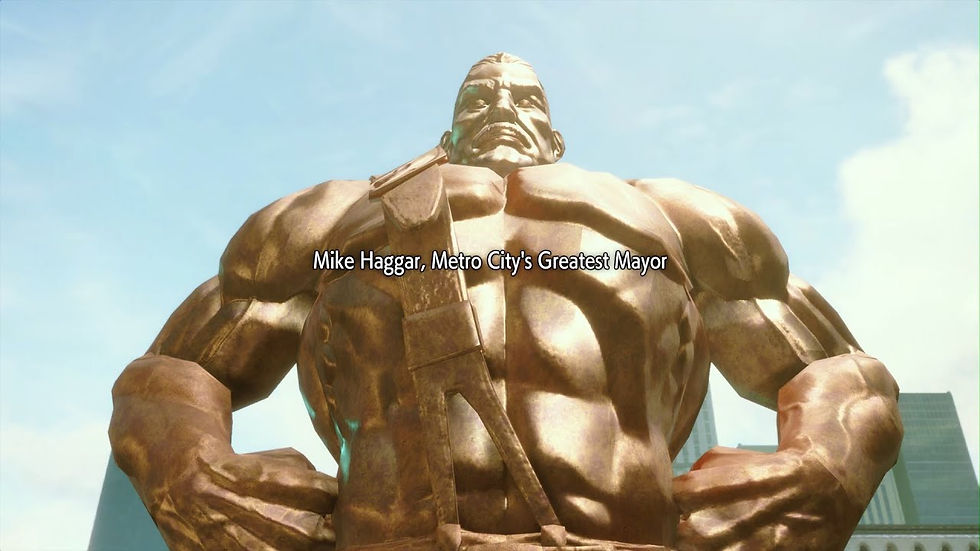 Image from Street Fighter 6 showing the statue of Mike haggar