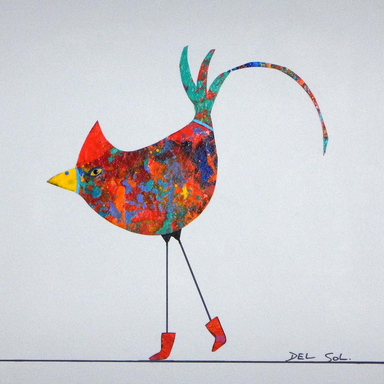 Funky Birds LXXXVI: The Red Booties 2 8x8"