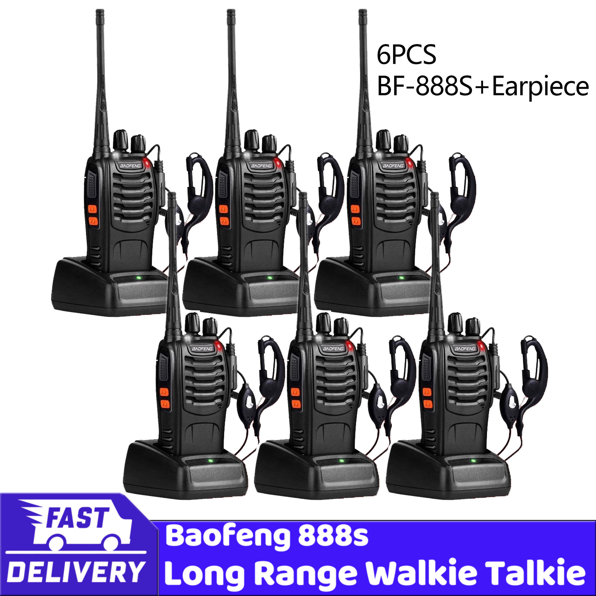 2pcs 4pcs 6pcs Baofeng BF-888S With Headphones 5km Long Range Walkie Talkie Two
