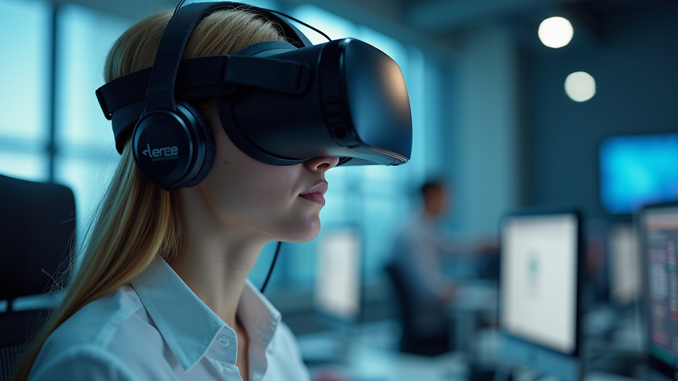 Eye-level view of a player wearing a virtual reality headset while training