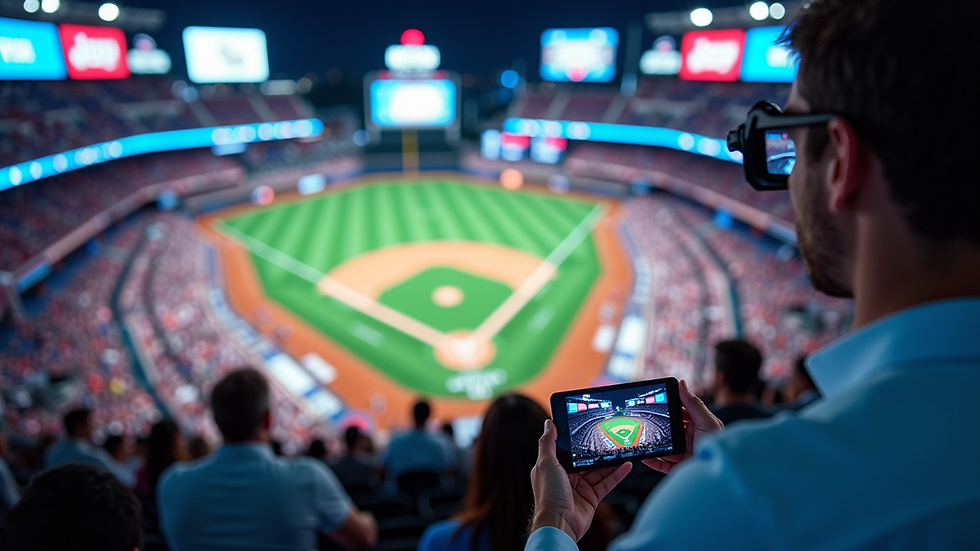 High angle view of an augmented reality baseball experience