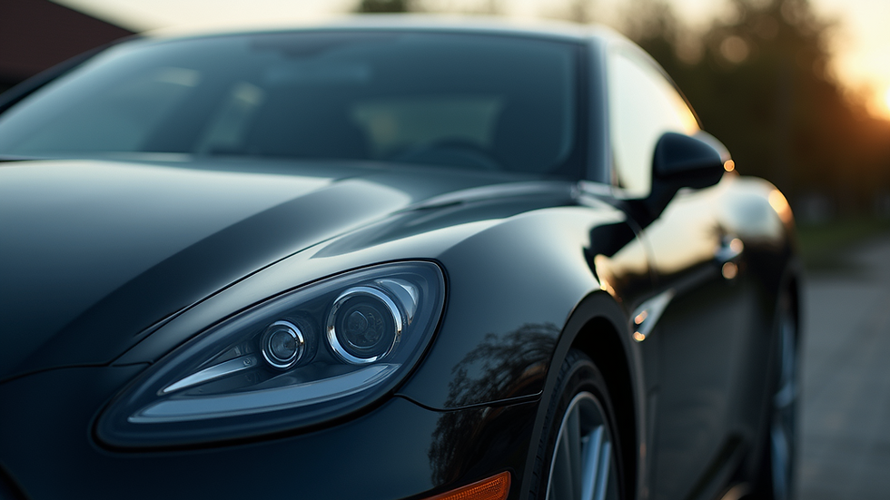Close-up view of a shiny car exterior after detailing