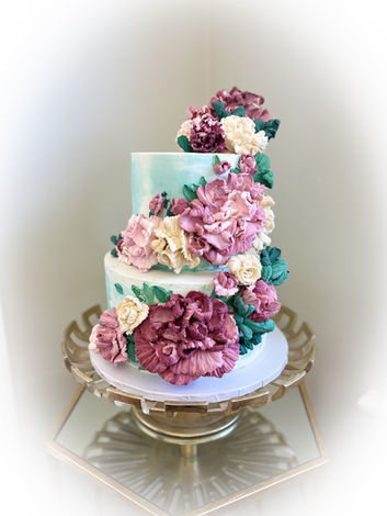 Palette Knife Flower Cake. Wedding Cake. Birthday Cake. Shower Cake.