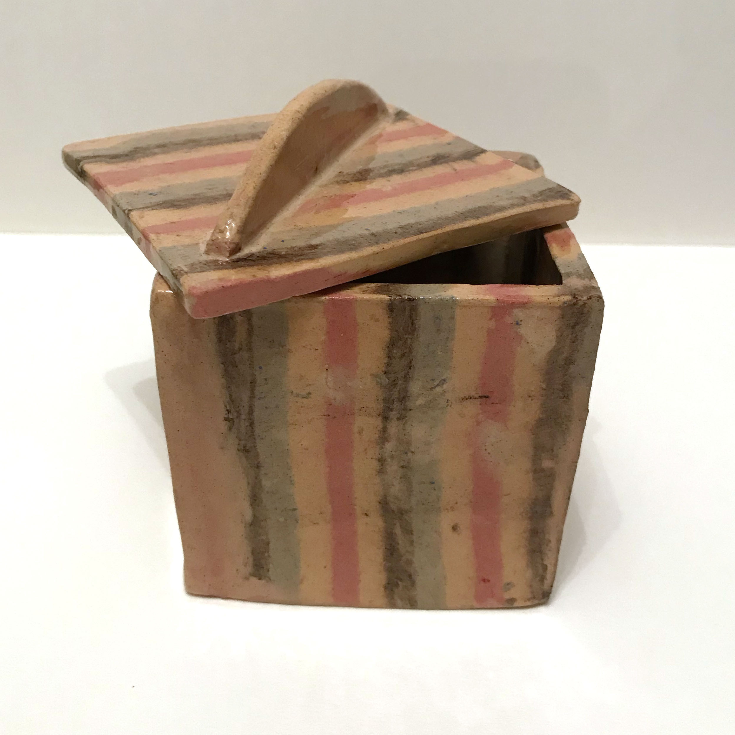 Multicoloured pot with lid