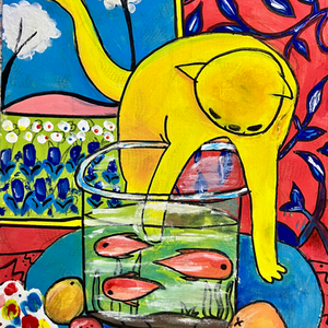 Gato amarillo. Arte niños