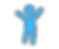 Blue person figure standing with arms raised
