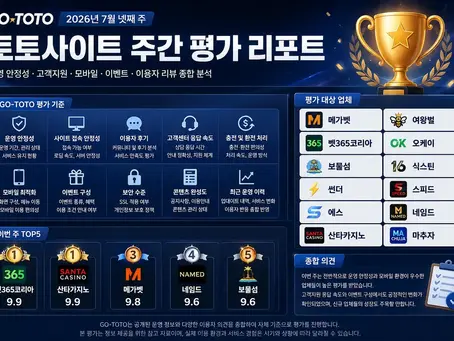 GO-TOTO가 직접 확인하고 실제 이용자들의 리뷰를 포함한 2026년 7월 '넷째 주' 토토사이트 주간 평가 리포트 - 새로운 업체 포함 점수표 공개