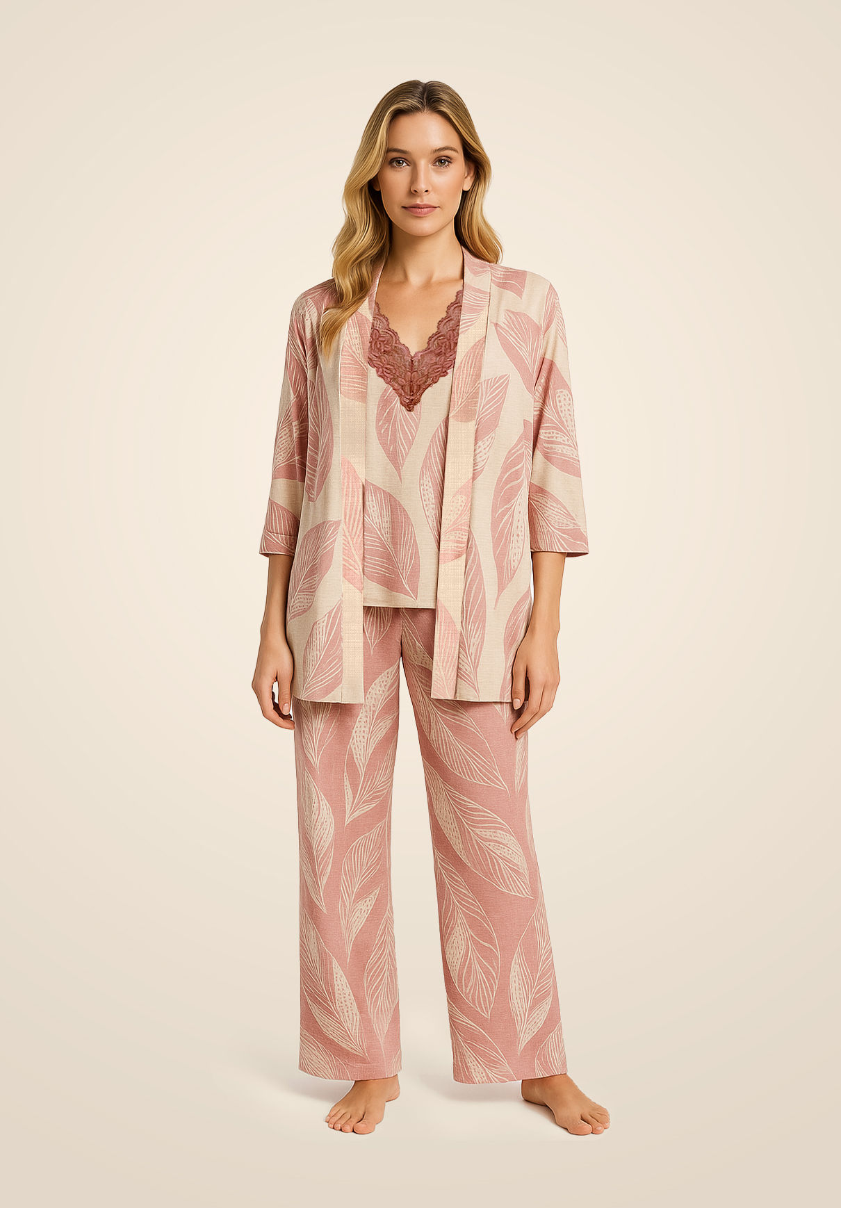 W25731 - Pijama 3 Peças Plumas