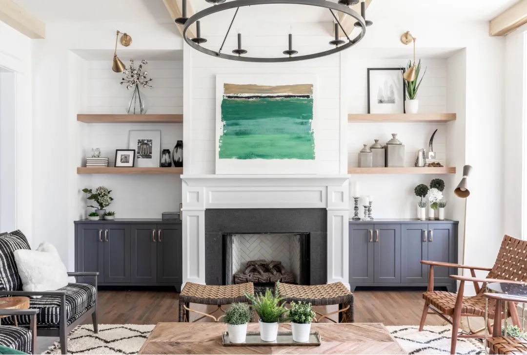 original art over the fireplace