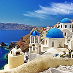 Santorini Blue Domes