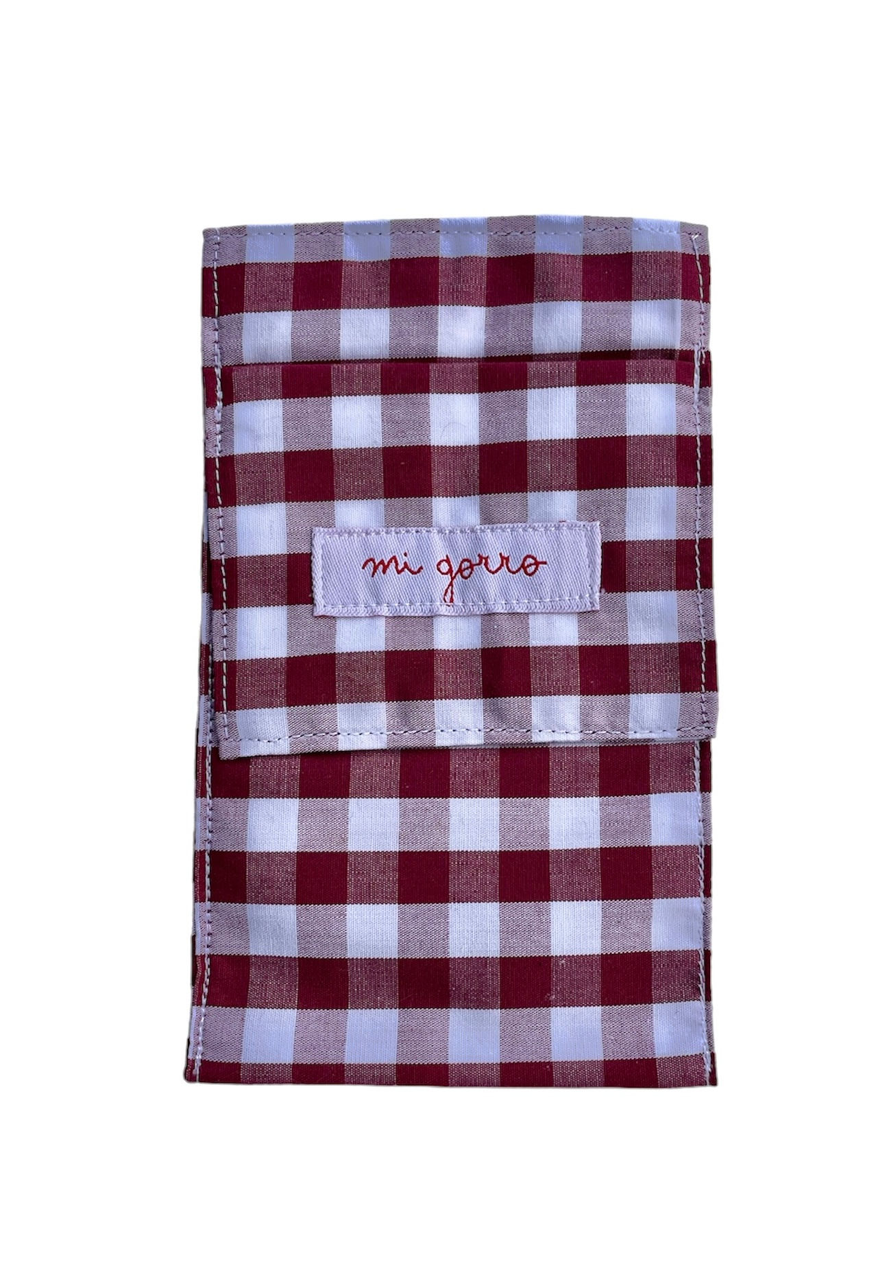 Cubrebolsillo Vichy Grana, cuadros blancos y rojos