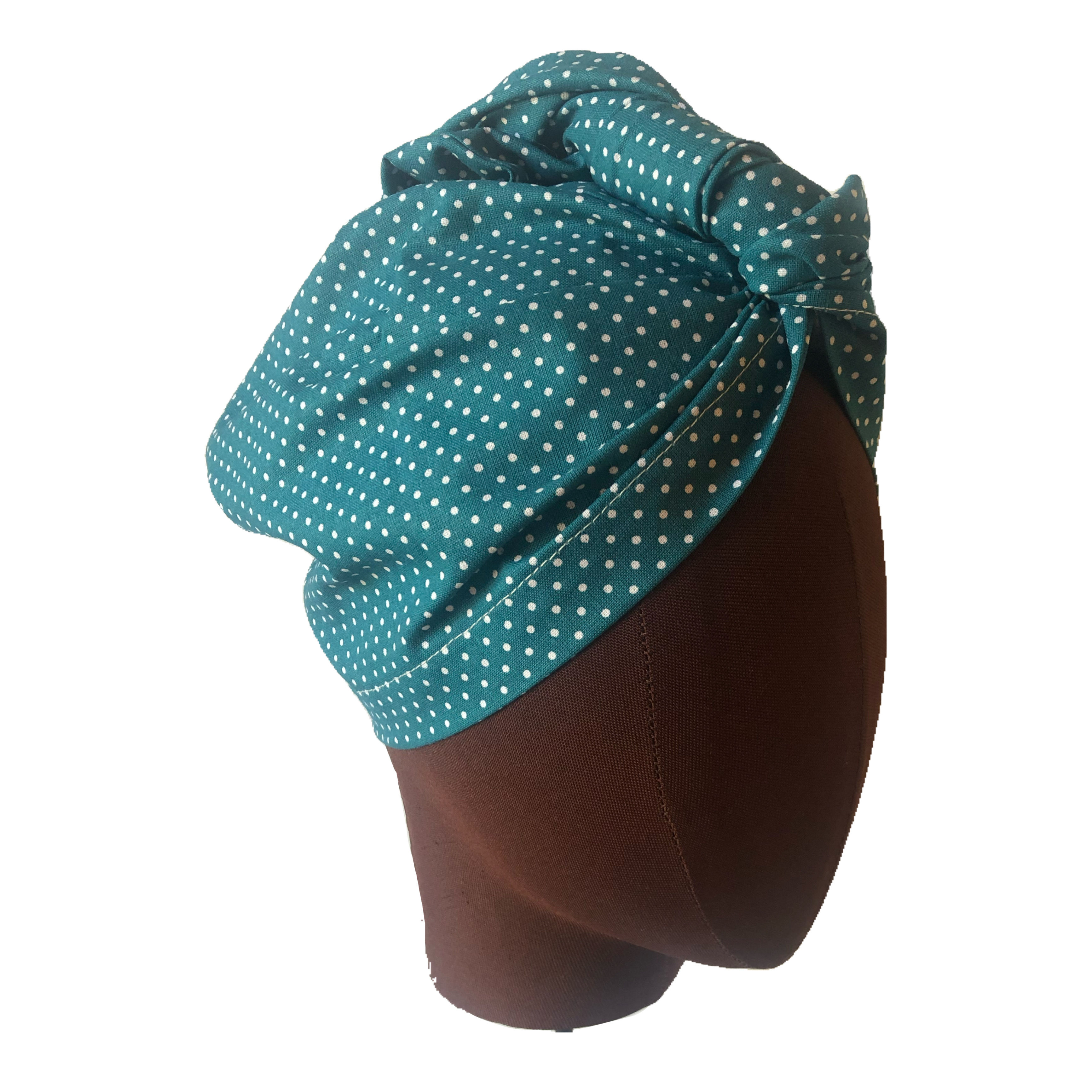 Pañuelo Oncológico Lunares Azul