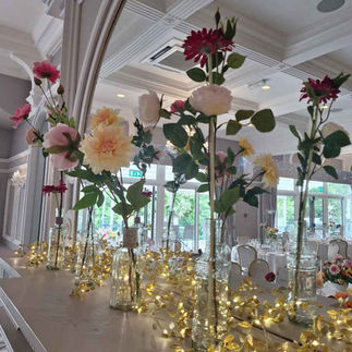 Colourful wedding flowers in the Glenview Hotel