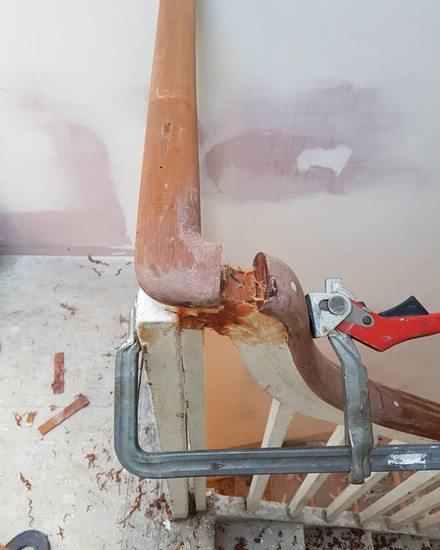 Mahogany handrail repairs