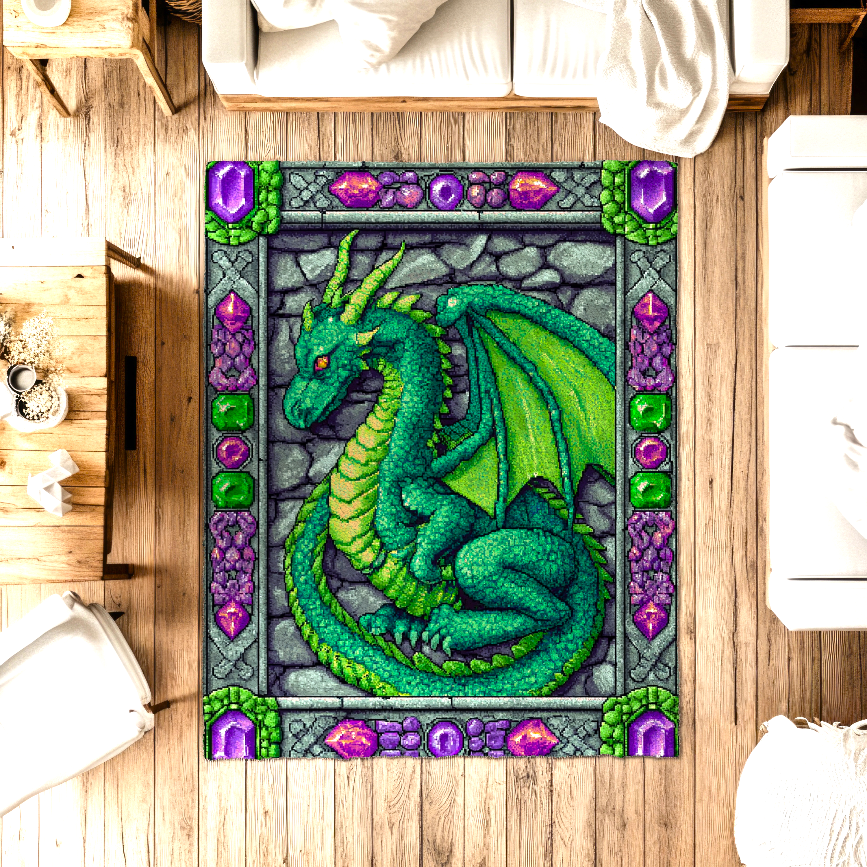 Medieval Dragon Pixel Rug