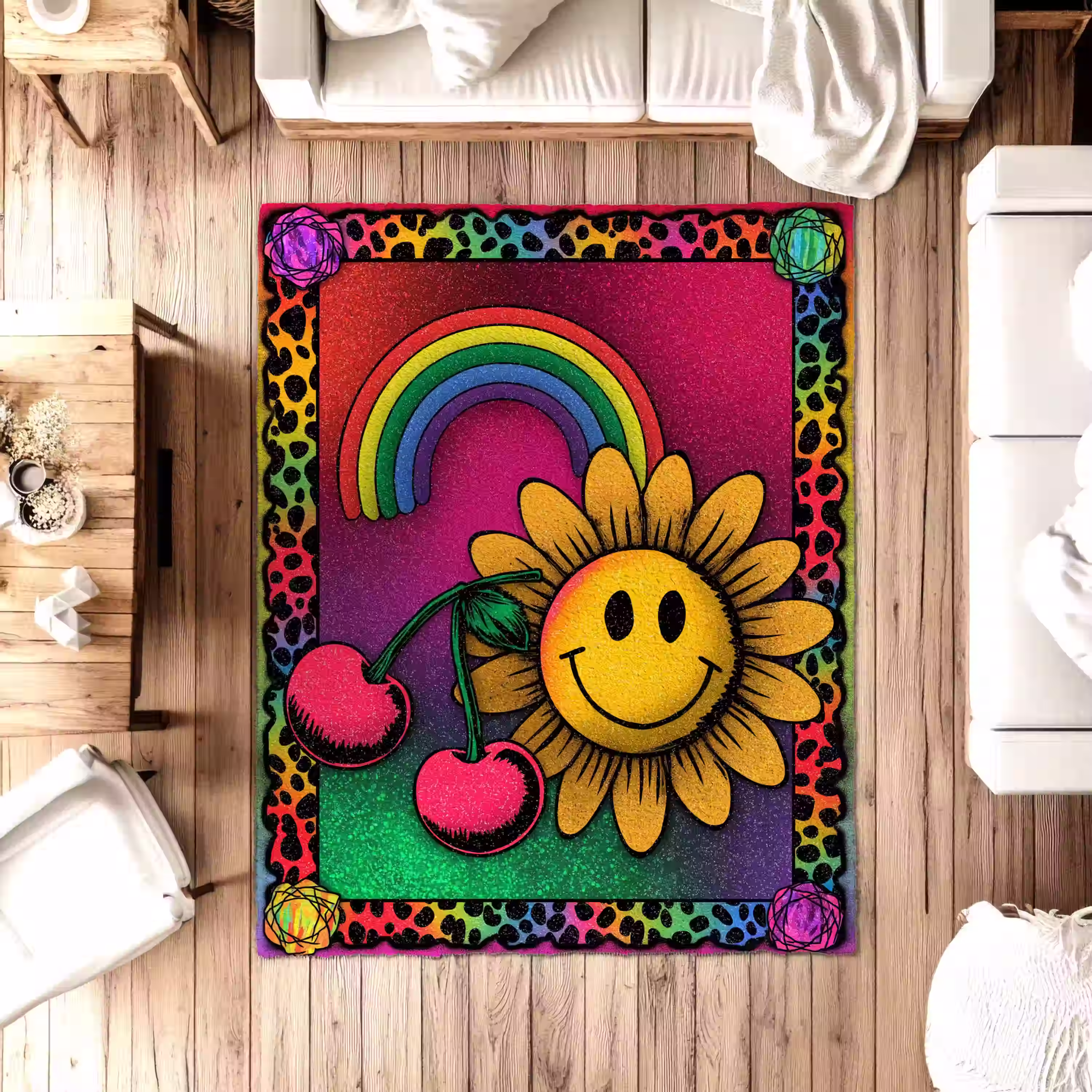 Sunflower Cherry Rainbow Rug