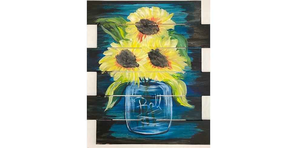 Summer Sunflowers Pallet ~ 1/2 off bottles of wine!