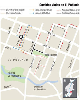 Secretaría de Medellín realizará cambios en
las vías aledañas al Parque Lleras