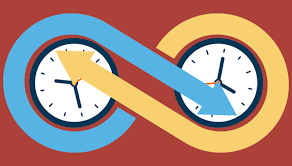 Clocks winding against each other