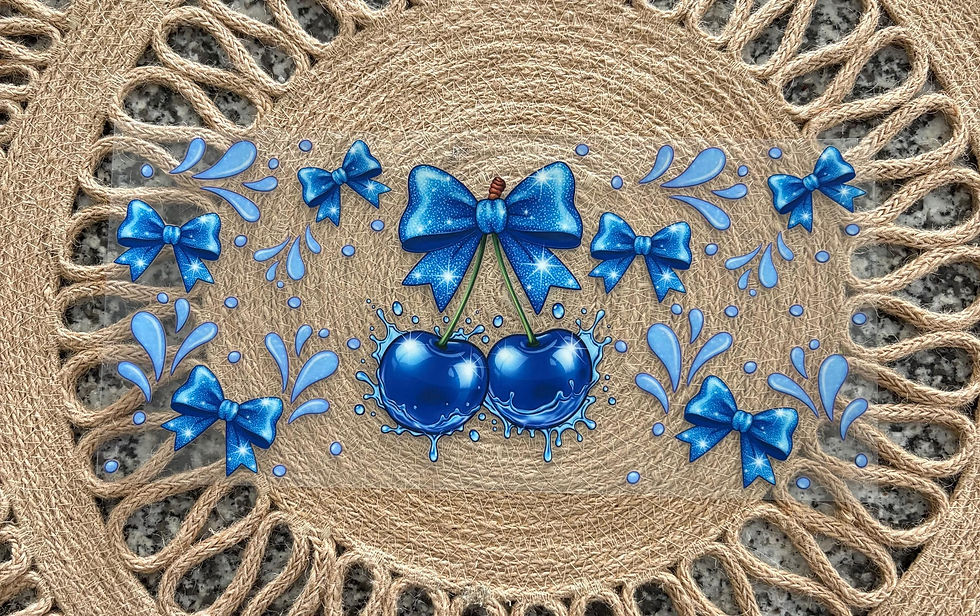 Blue Cherry Uv DTF Cup Wrap for 16oz Glass Cups (Single Sided)