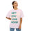 Thumbnail: Hey! You Look Good! Oversized Tee in Turquoise on Soft Pink (Women)